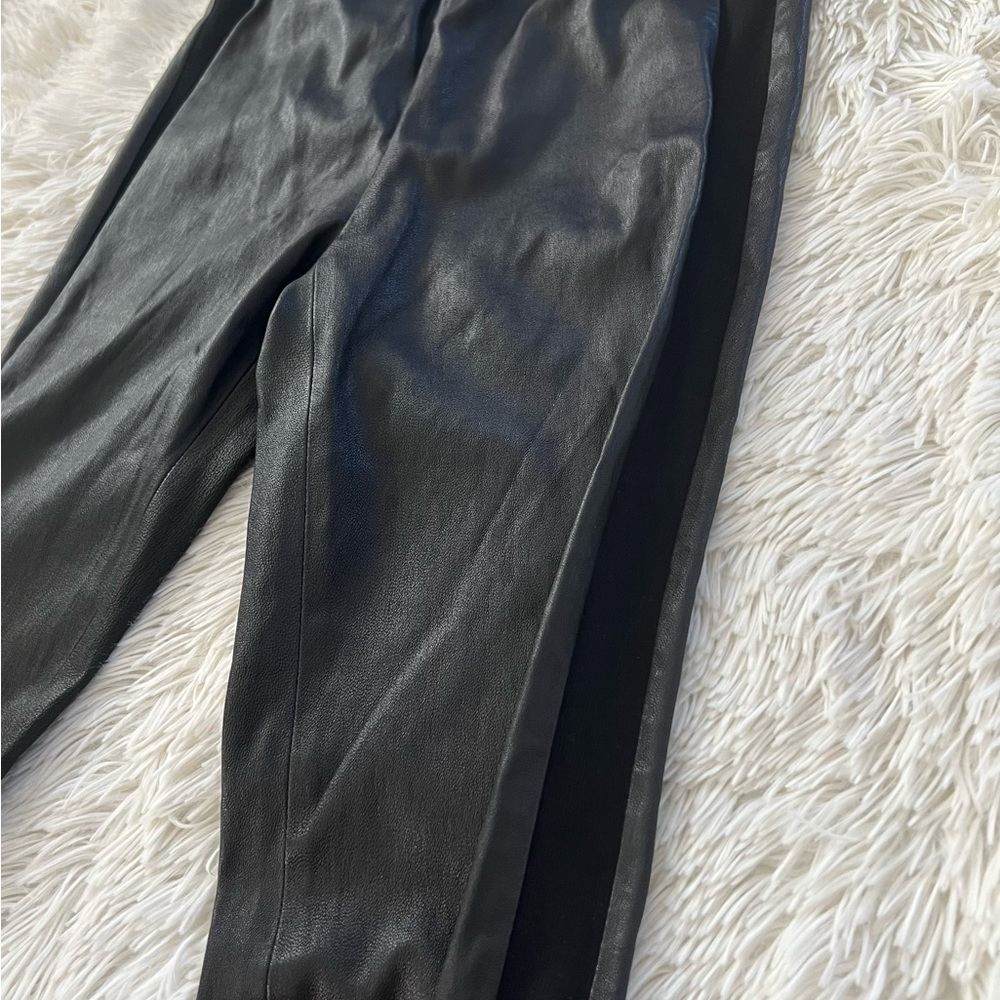 VINCE Knit Cuff Leather Stretch Leggings Pants - Size S - Picture 5 of 8